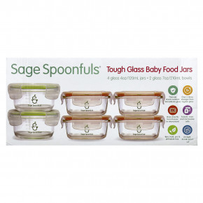 Sage Spoonfuls, жесткие стеклянные баночки для детского питания, комбинированная упаковка, 6 шт. (Товар снят с продажи) в Москве - eco-herb.ru | фото