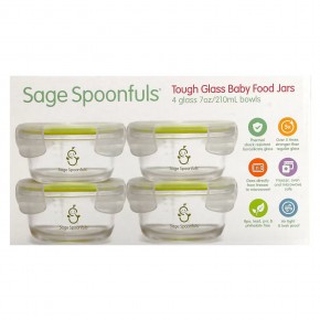 Sage Spoonfuls, Прочные стеклянные миски, 4 упаковки, 210 мл (7 унций) в Москве - eco-herb.ru | фото