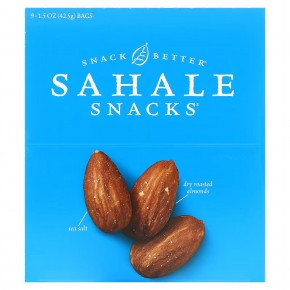 Sahale Snacks, Сухие обжаренные орехи, Калифорнийский миндаль & морская соль, 9 упаковок по 1,5 унции (42,5 граммов) в Москве - eco-herb.ru | фото