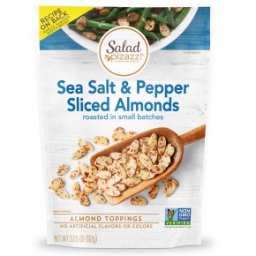 Salad Pizazz!, Almond Topping, миндаль, нарезанный морской солью и перцем, 92 г (3,25 унции) - описание