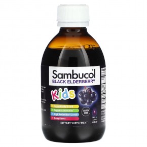 Sambucol, Kids, черная бузина, улучшенная формула сиропа для укрепления иммунитета, для детей от 2 лет, 8360 мг, 230 мл (7,8 жидк. унции) в Москве - eco-herb.ru | фото