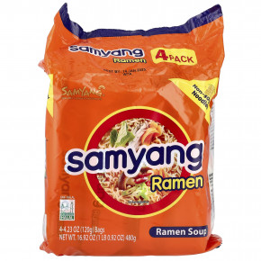 Samyang, Суп рамен, 4 упаковки по 120 г (4,23 унции) - описание | фото