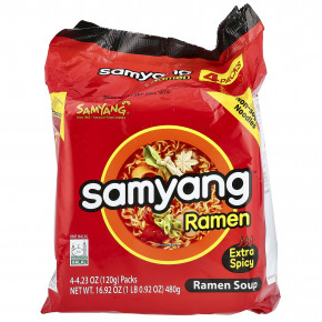 Samyang, Суп рамен, особый острый вкус, 4 упаковки по 120 г (4,23 унции) - описание