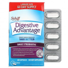 Schiff, Digestive Advantage, ежедневный пробиотик, 60 капсул в Москве - eco-herb.ru | фото