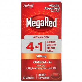 Schiff, MegaRed, Advanced 4 в 1 Омега-3, 500 мг, 40 мягких таблеток в Москве - eco-herb.ru | фото