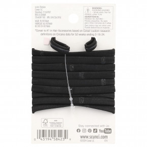 Scunci, No-Slip Grip®, эластичные резинки, сильная фиксация в течение всего дня, черный, 10 шт. в Москве - eco-herb.ru | фото