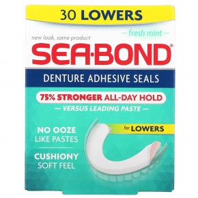 SeaBond, Адгезивные пломбы для зубных протезов, со вкусом свежей мяты, 30 мл - описание