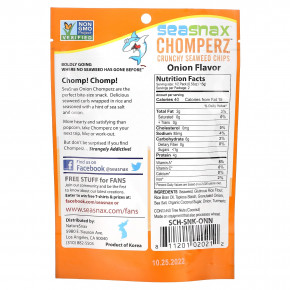 SeaSnax, Chomperz, хрустящие чипсы из морских водорослей, с луком, 1 унций (30 г) (Товар снят с продажи) в Москве - eco-herb.ru | фото
