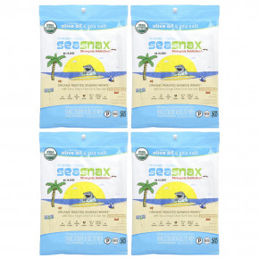 SeaSnax, Organic Roasted Seaweed Wrapz ™, оливковое масло и морская соль, 20 больших листов, 60 г (2,16 унции) в Москве - eco-herb.ru | фото
