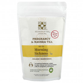 Secrets of Tea, No To Morning Sickness®, чай с персиком и имбирем, без кофеина, 20 неотбеленных чайных пакетиков, 41 г (1,47 унции) - описание | фото