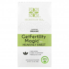 Secrets of Tea, Органический чай GetFertility Magic ™, Heavenly Sweet, без кофеина, 20 чайных пакетиков, 40 г (1,41 унции) - описание | фото