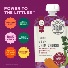 Serenity Kids, чимичурри из говядины травяного откорма с морковью, картофелем, стручковой фасолью и петрушкой, для детей от 7 месяцев, 99 г (3,5 унции) в Москве - eco-herb.ru | фото