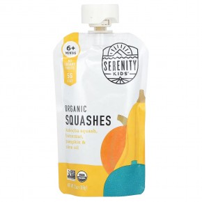 Serenity Kids, Детское питание, для детей от 6 месяцев, органические тыквы с кабачей, мускатным орехом, тыквой и оливковым маслом, 99 г (3,5 унции) - описание