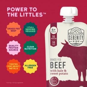 Serenity Kids, говядина травяного откорма с органической капустой и бататом, для детей от 6 месяцев, 99 г (3,5 унции) в Москве - eco-herb.ru | фото