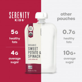 Serenity Kids, Органический батат и шпинат с оливковым маслом, от 6 месяцев, 99 г (3,5 унции) в Москве - eco-herb.ru | фото