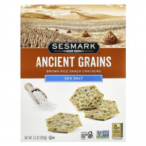 Sesmark, Ancient Grains, крекеры из коричневого риса, морская соль, 100 г (3,5 унции) - описание