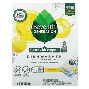 Seventh Generation, Dishwasher Detergent Packs, Lemon Scent, 20 Packs, 10.5 oz (300 g) в Москве - eco-herb.ru | фото