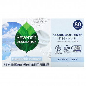 Seventh Generation, кондиционер для ткани, Free & Clear, 80 шт. - описание