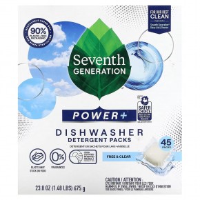 Seventh Generation, Power+ Dishwasher Detergent Packs, Free & Clear, 45 Packs, 23.8 oz (675 g) в Москве - eco-herb.ru | фото