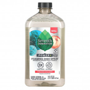 Seventh Generation, Power + Foaming Dish Spray, Refill, хрустящее яблоко, 473 мл (16 жидк. унц.) - описание | фото