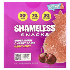 Shameless Snacks, жевательные конфеты, кислая вишня, 6 пакетиков по 50 г (1,8 унции) - описание | фото