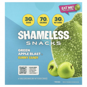 Shameless Snacks, Gummy Candy, Green Apple Blast®, 6 пакетиков по 50 г (1,8 унции) в Москве - eco-herb.ru | фото