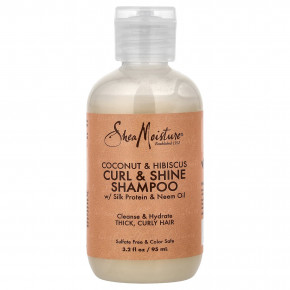 SheaMoisture, Curl & Shine Shampoo, для густых вьющихся волос, кокос и гибискус, 95 мл (3,2 жидк. унц.) - описание | фото