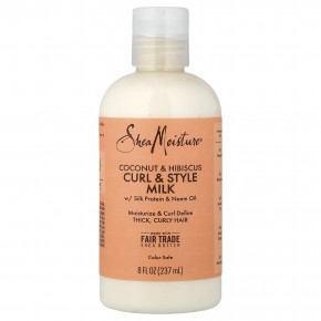 SheaMoisture, Curl & Style Milk, кокос и гибискус, 237 мл (8 жидк. унц.) - описание | фото