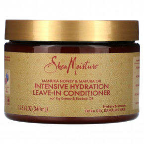 SheaMoisture, Несмываемый кондиционер для интенсивного увлажнения, мед манука и масло мафуры, для очень сухих, поврежденных волос, 340 мл (11,5 жидк. унц.) - описание | фото