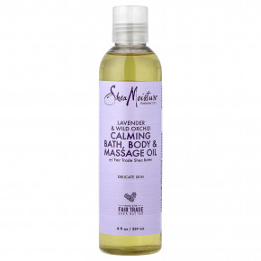 SheaMoisture, Успокаивающее масло для ванн, массажное масло для тела, для нежной кожи, лаванда и дикая орхидея, 237 мл (8 жидк. унц.) - описание | фото