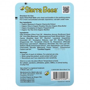Sierra Bees, Бальзам для втирания в грудь, эвкалипт и перечная мята, 17 г (0,6 унции) в Москве - eco-herb.ru | фото
