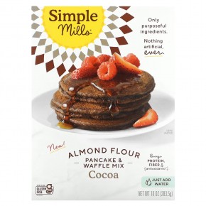 Simple Mills, Almond Flour, Pancake & Waffle Mix, Cocoa, 10 oz (283.5 g) в Москве - eco-herb.ru | фото