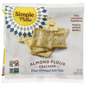 Simple Mills, Крекеры из миндальной муки, морская соль мелкого помола, 8 пакетиков по 23 г (0,8 унции) в Москве - eco-herb.ru | фото
