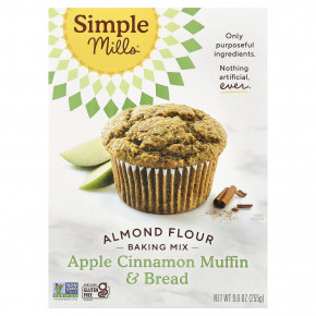 Simple Mills, миндальная мука, смесь для выпечки, яблочные кексы и коричный хлеб, 255 г (9 унций) - описание | фото