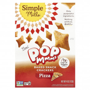 Simple Mills, Pop Mmms, запеченные крекеры, со вкусом пиццы, 113 г (4 унции) - описание