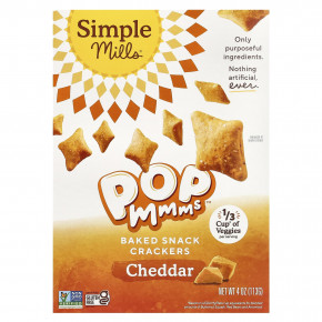 Simple Mills, Pop Mmms™, запеченные крекеры, вкус чеддера, 113 г (4 унции) - описание | фото