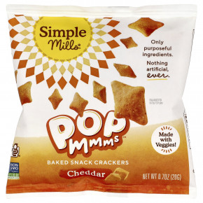Simple Mills, PopMmms ™, запеченные крекеры с чеддером, 8 пакетиков по 20 г (0,7 унции) в Москве - eco-herb.ru | изображение Simple Mills, PopMmms ™, запеченные крекеры с чеддером, 8 пакетиков по 20 г (0,7 унции) в Москве - eco-herb.ru | фото