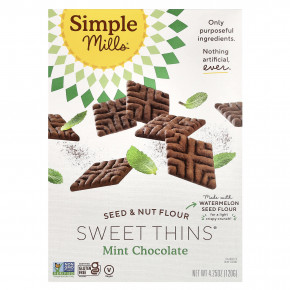 Simple Mills, Seed & Nut Flour, Sweet Thins, мятный шоколад, 120 г (4,25 унции) - описание | фото