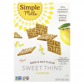 Simple Mills, Sweet Thins, мука из семян и орехов, со вкусом лимона, 120 г (4,25 унции) - описание