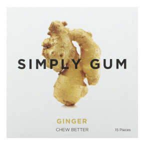 Simply Gum, Жевательная резинка, Натуральный имбирь, 15 штук - описание