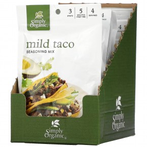 Simply Organic, Мягкая смесь приправ для тако, 12 пакетиков по 28 г (1 унция) в Москве - eco-herb.ru | фото