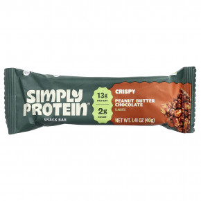 Simply Protein, хрустящие батончики-снеки, с арахисовой пастой и шоколадом, 8 батончиков по 40 г (1,41 унции) в Москве - eco-herb.ru | фото
