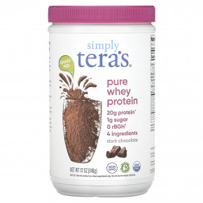 Simply Tera's, Grass Fed, Simply Pure Whey Protein, темный шоколад с какао, полученный по принципу справедливой торговли, 340 г (12 унций) в Москве - eco-herb.ru | фото