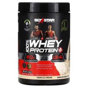SIXSTAR, 100% Whey Protein Plus, сывороточный протеин, со вкусом ванильного крема, 821 г (1,81 фунта) - описание