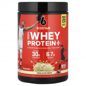 SIXSTAR, 100% Whey Protein Plus, сывороточный протеин плюс, со вкусом ванильного крема, 816 г (1,80 фунта) - описание | фото