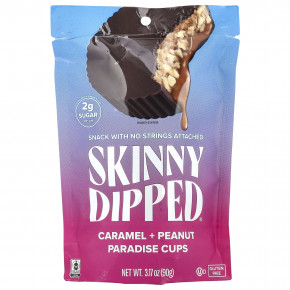 SkinnyDipped, Чашки с карамелью и арахисом, 90 г (3,17 унции) - описание | фото
