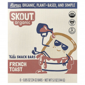 Skout Organic, детские батончики-снеки, французский тост, 6 батончиков по 24 г (0,85 унции) - описание