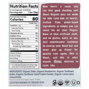 Skout Organic, детские батончики-снеки, со вкусом голубики, 6 батончиков по 24 г (0,85 унции) в Москве - eco-herb.ru | фото