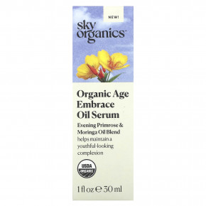 Sky Organics, Organic Age Embrace Oil Serum, смесь масел примулы вечерней и моринги, 30 мл (1 жидк. унц.) в Москве - eco-herb.ru | фото