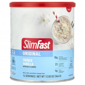 SlimFast, Original, заменитель еды, смесь коктейлей, французская ваниль, 364 г (12,83 унции) - описание